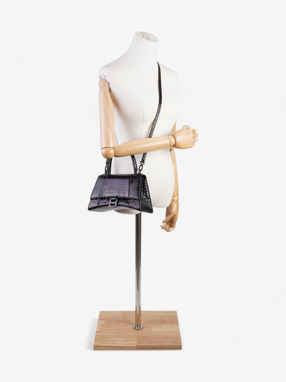 Balenciaga Small Hourglass Top Handle Black Crocodile Leather Image 2