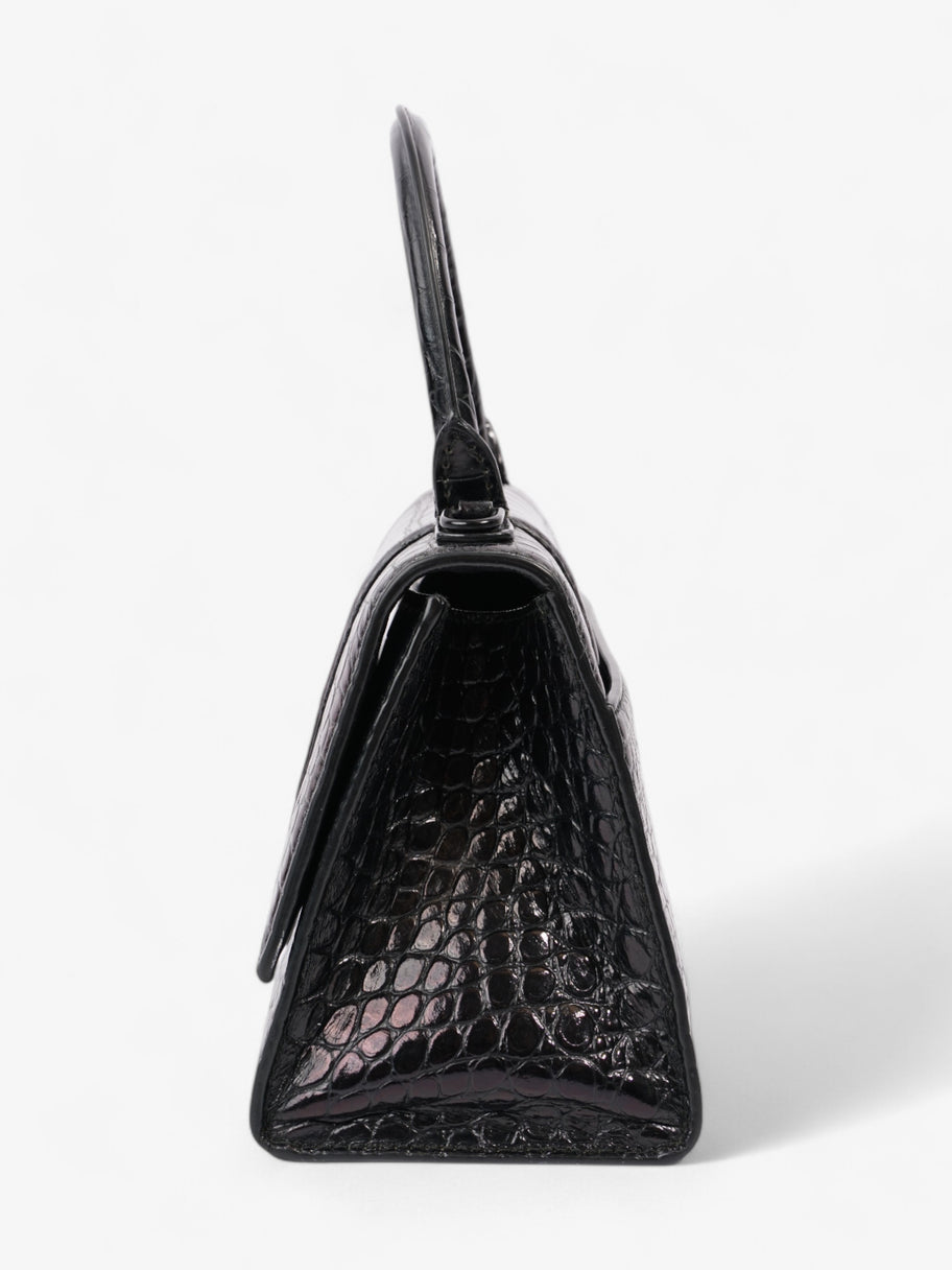 Balenciaga Small Hourglass Top Handle Black Crocodile Leather Image 5