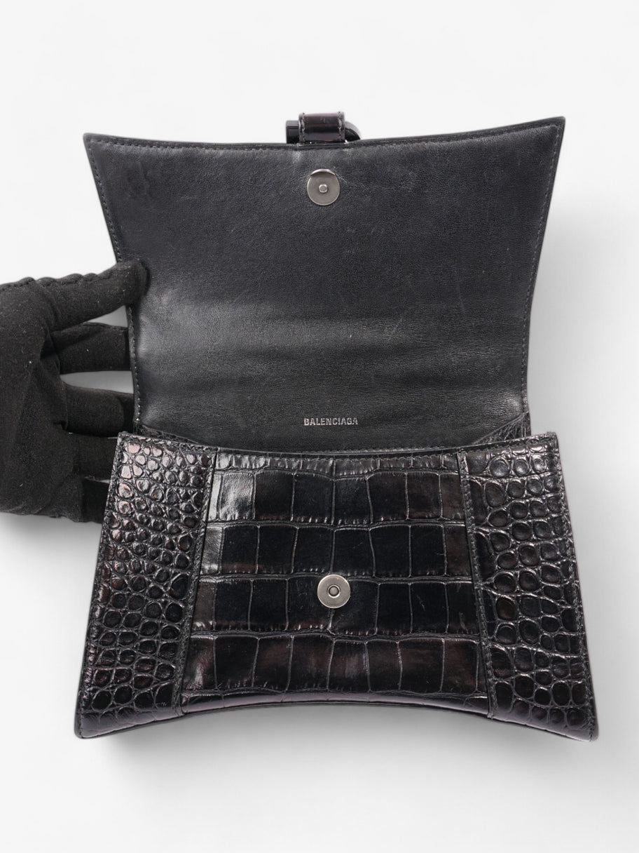 Balenciaga Small Hourglass Top Handle Black Crocodile Leather Image 8