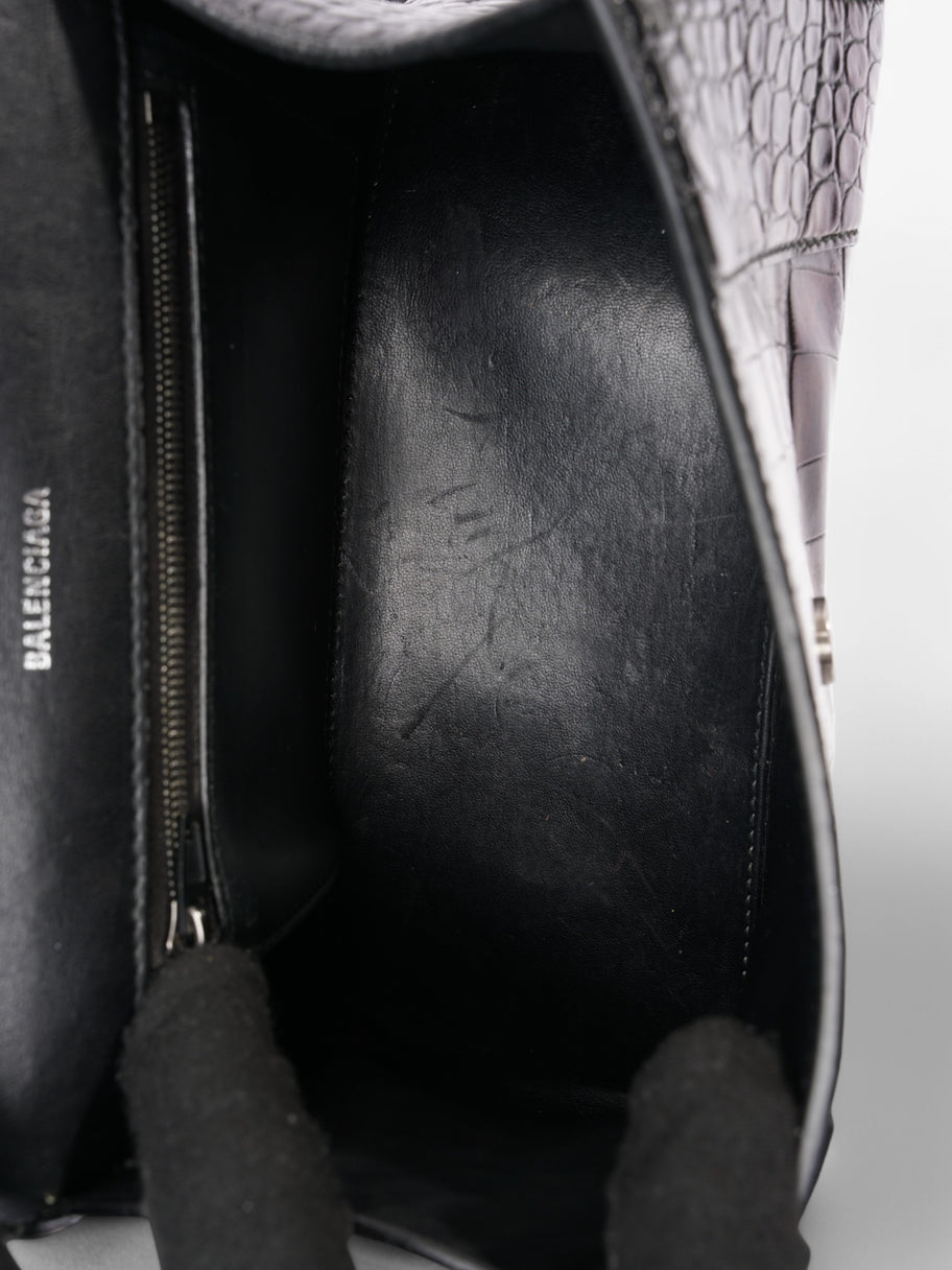 Balenciaga Small Hourglass Top Handle Black Crocodile Leather Image 9