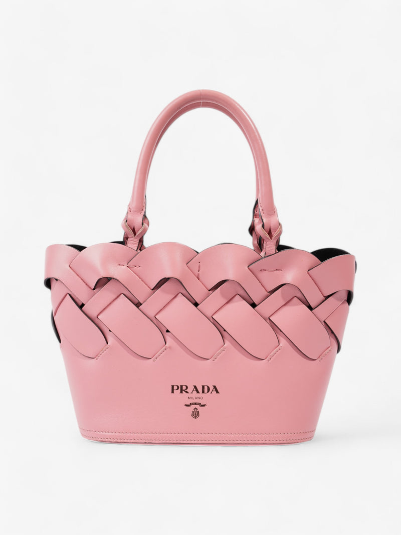  Prada Woven Leather Tote Pink