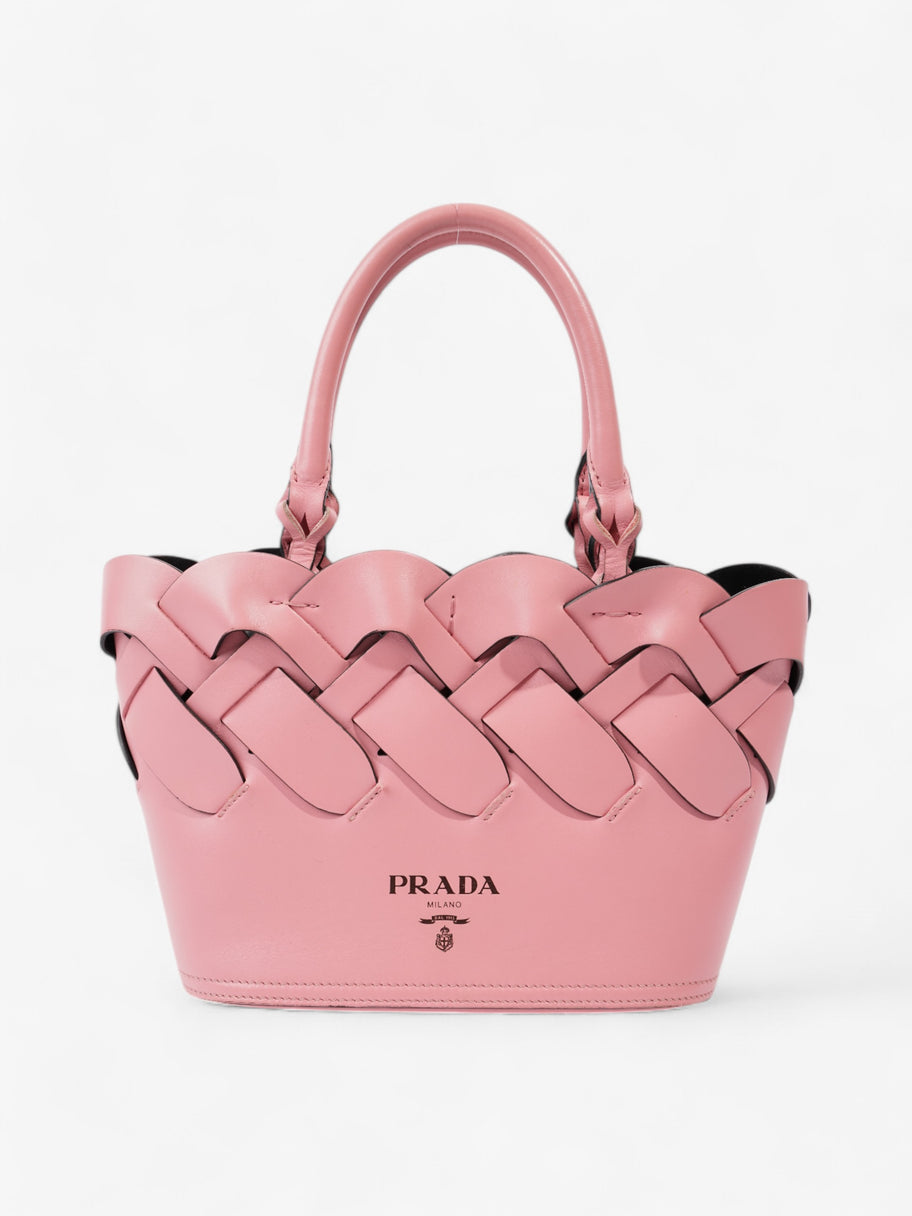 Prada Woven Leather Tote Pink Image 1