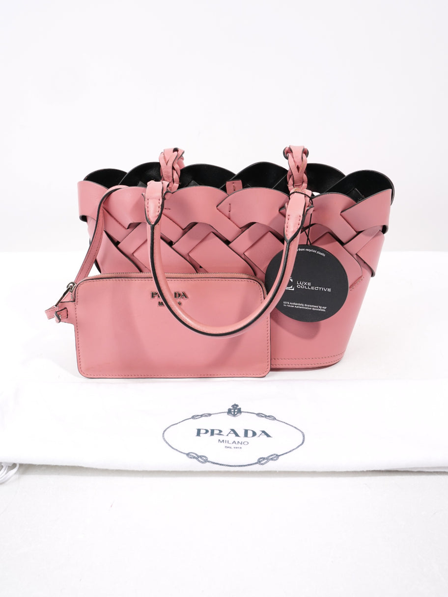 Prada Woven Leather Tote Pink Image 11