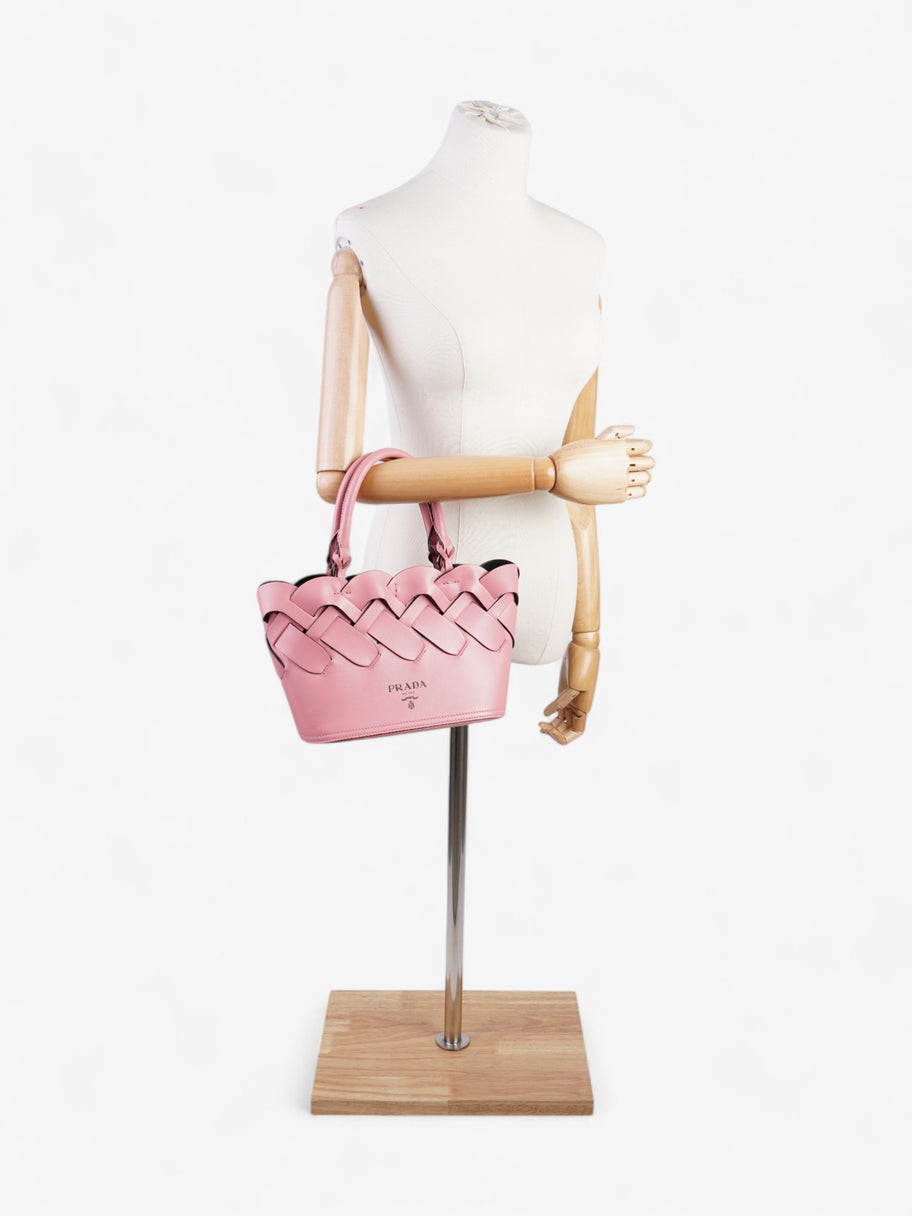 Prada Woven Leather Tote Pink Image 2