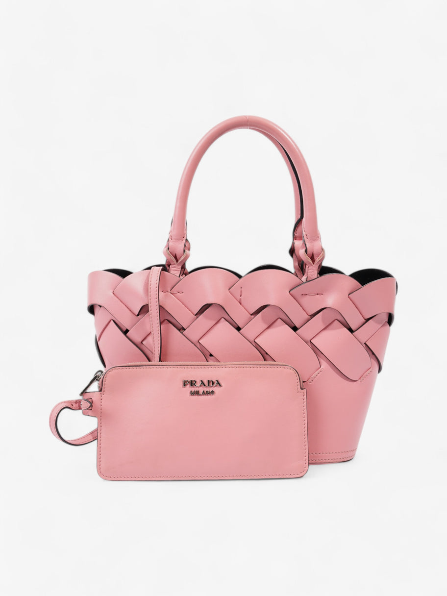 Prada Woven Leather Tote Pink Image 3