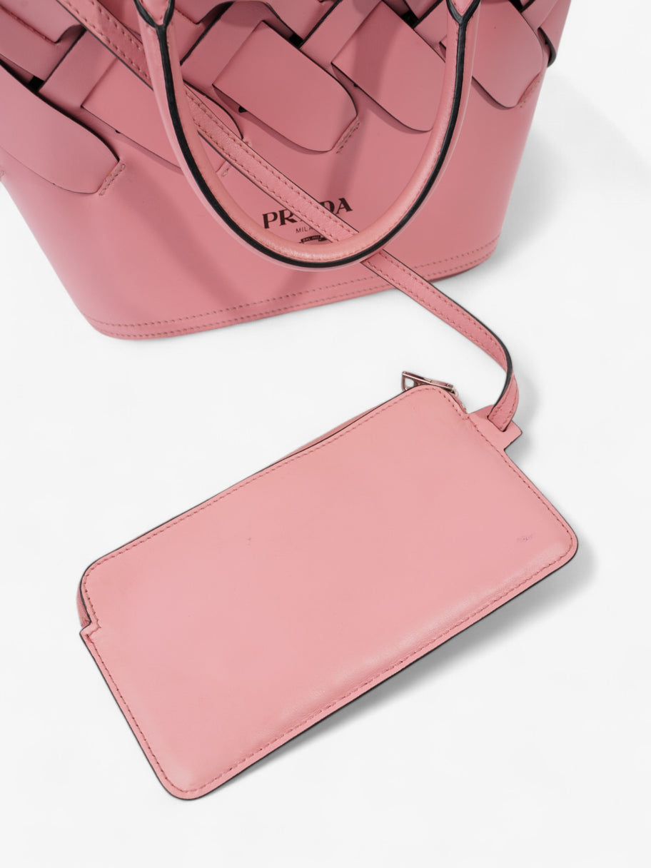 Prada Woven Leather Tote Pink Image 9