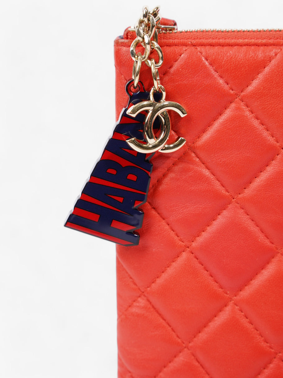 Chanel Matelasse Lambskin Clutch Red Lambskin Leather Image 3