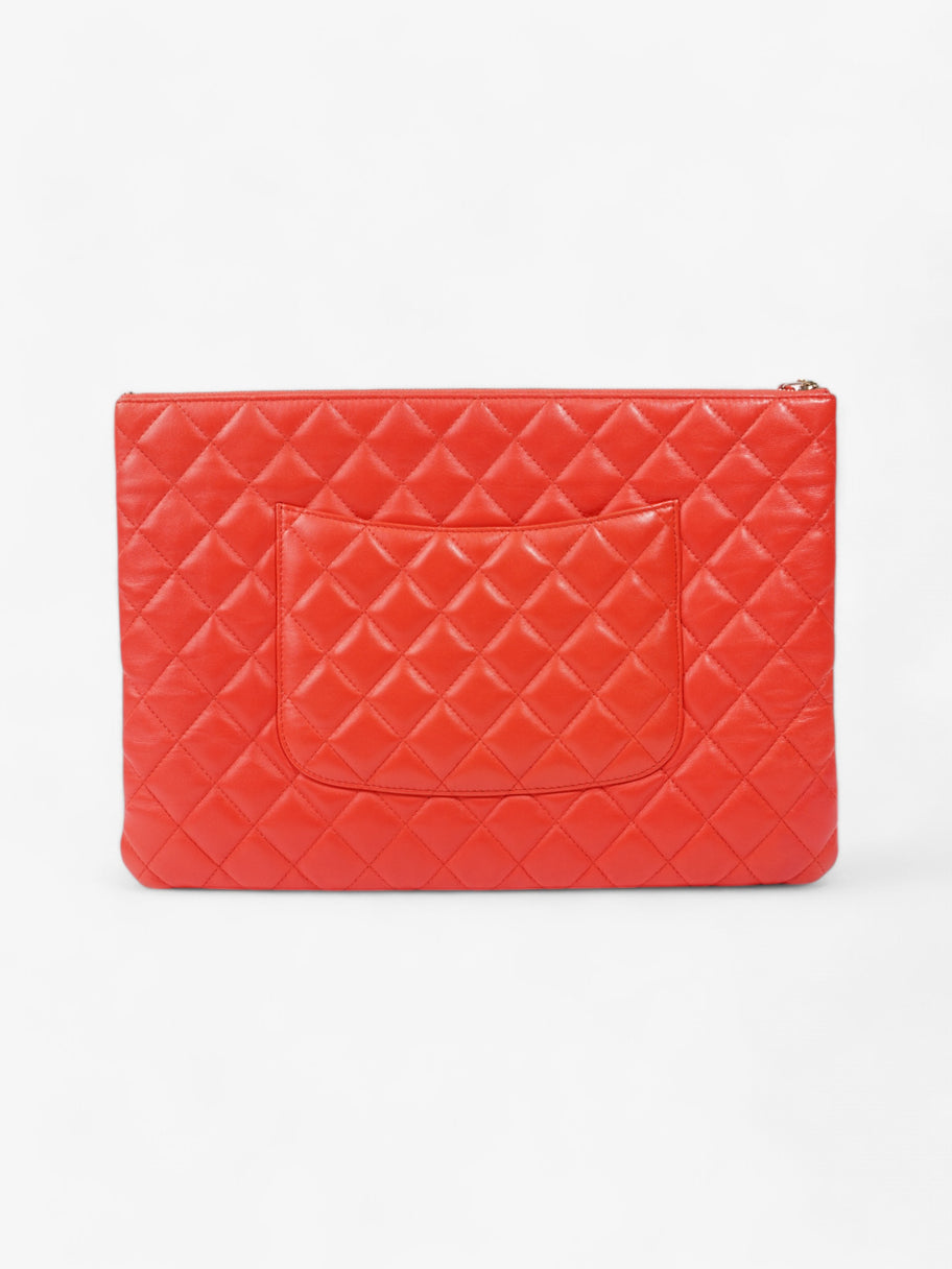 Chanel Matelasse Lambskin Clutch Red Lambskin Leather Image 4