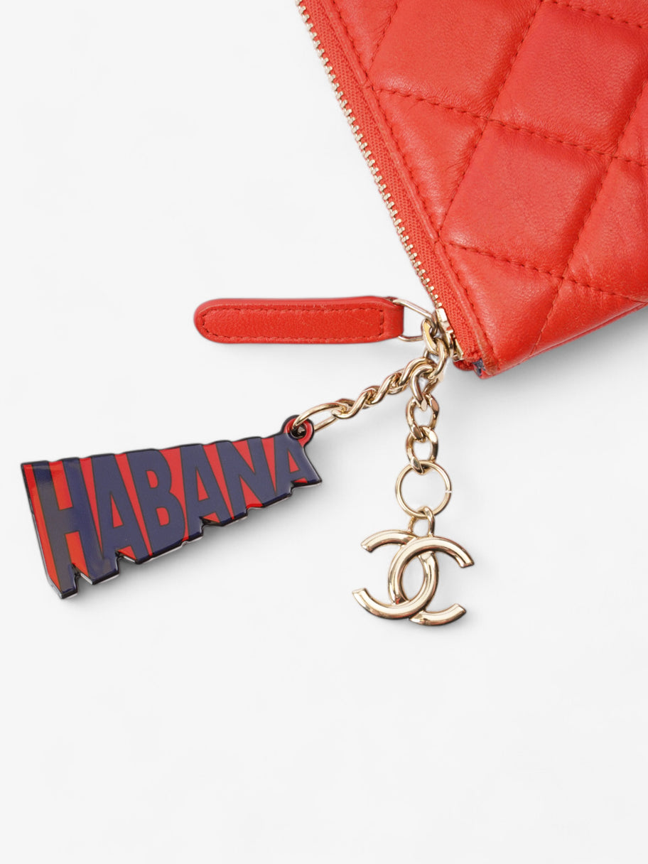Chanel Matelasse Lambskin Clutch Red Lambskin Leather Image 5
