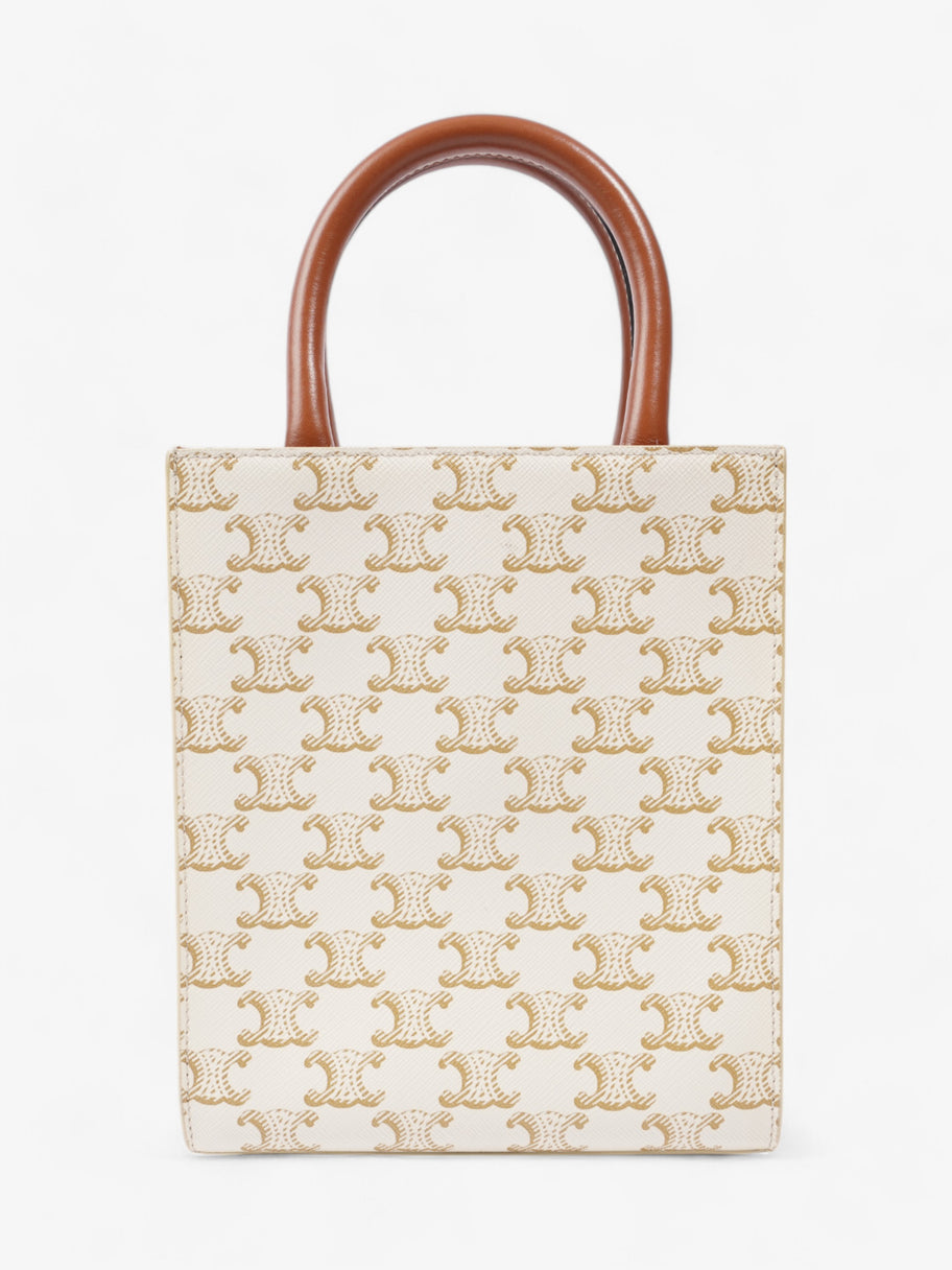 Celine Mini Triomphe Cabas Vertical White  / Brown Coated Canvas Image 4