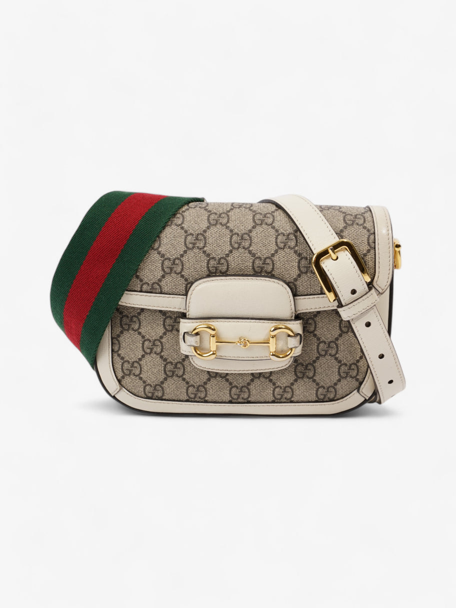 Gucci Horsebit 1955 Mini Bag White / Monogram Coated Canvas Image 2