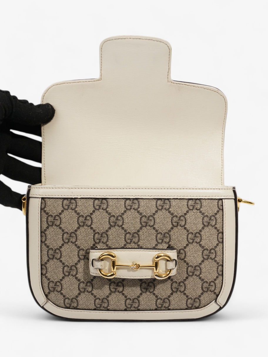 Gucci Horsebit 1955 Mini Bag White / Monogram Coated Canvas Image 6