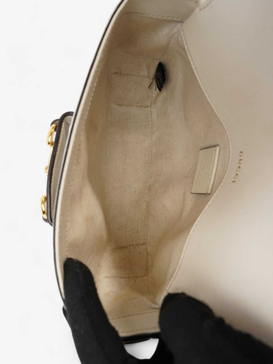 Gucci Horsebit 1955 Mini Bag White / Monogram Coated Canvas Image 9