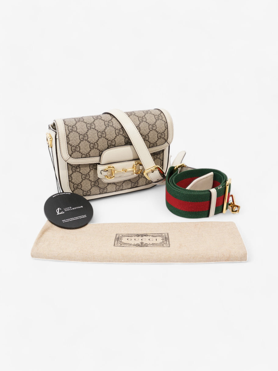 Gucci Horsebit 1955 Mini Bag White / Monogram Coated Canvas Image 8