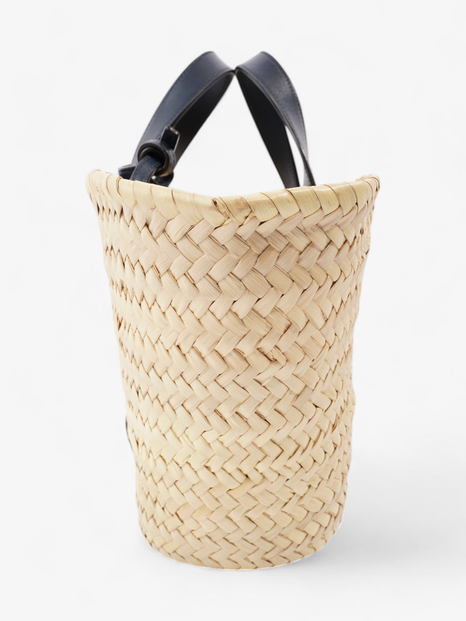 Celine Triomphe Panier Basket Bag Straw  / Navy Image 6