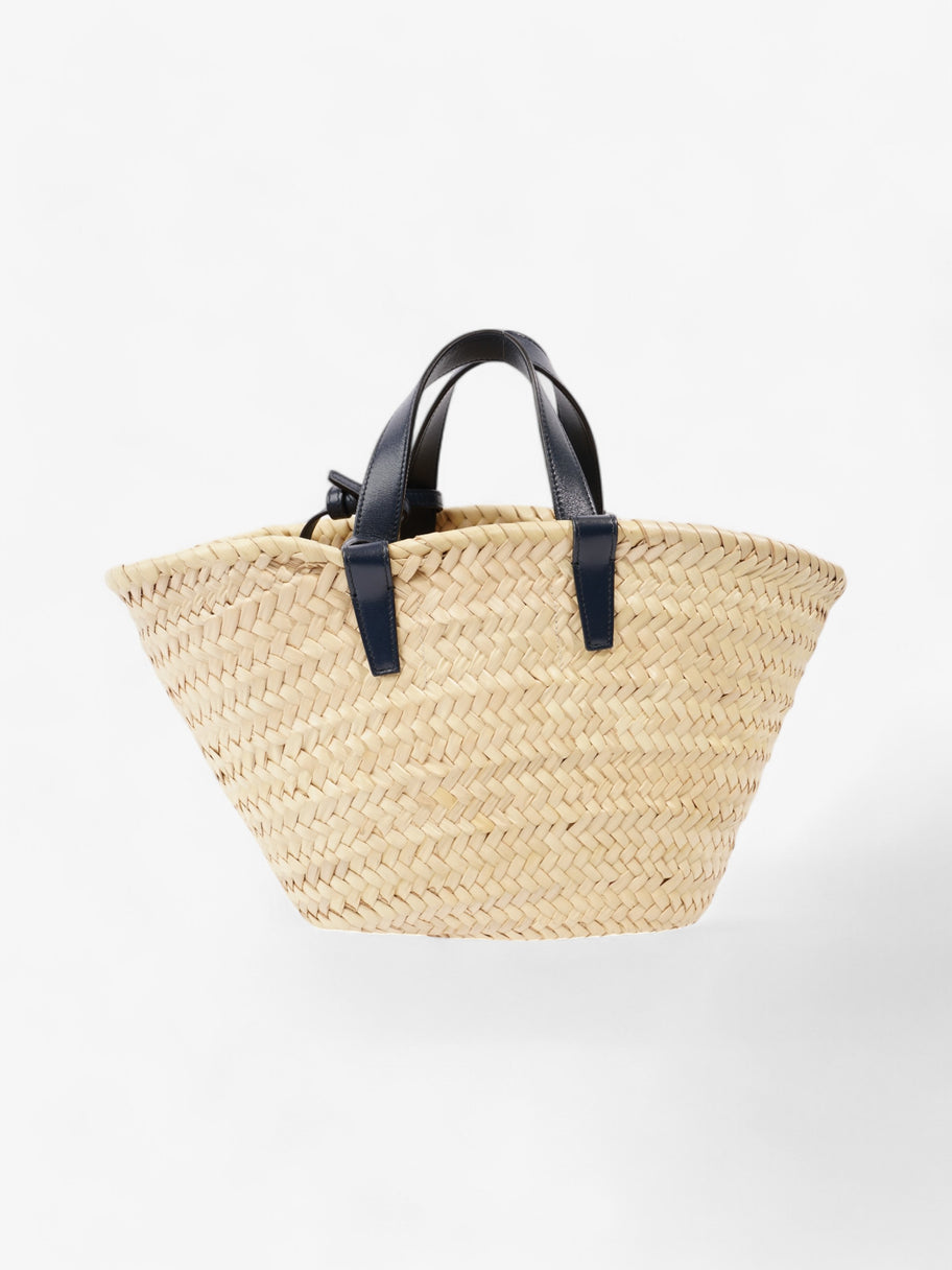 Celine Triomphe Panier Basket Bag Straw  / Navy Image 3