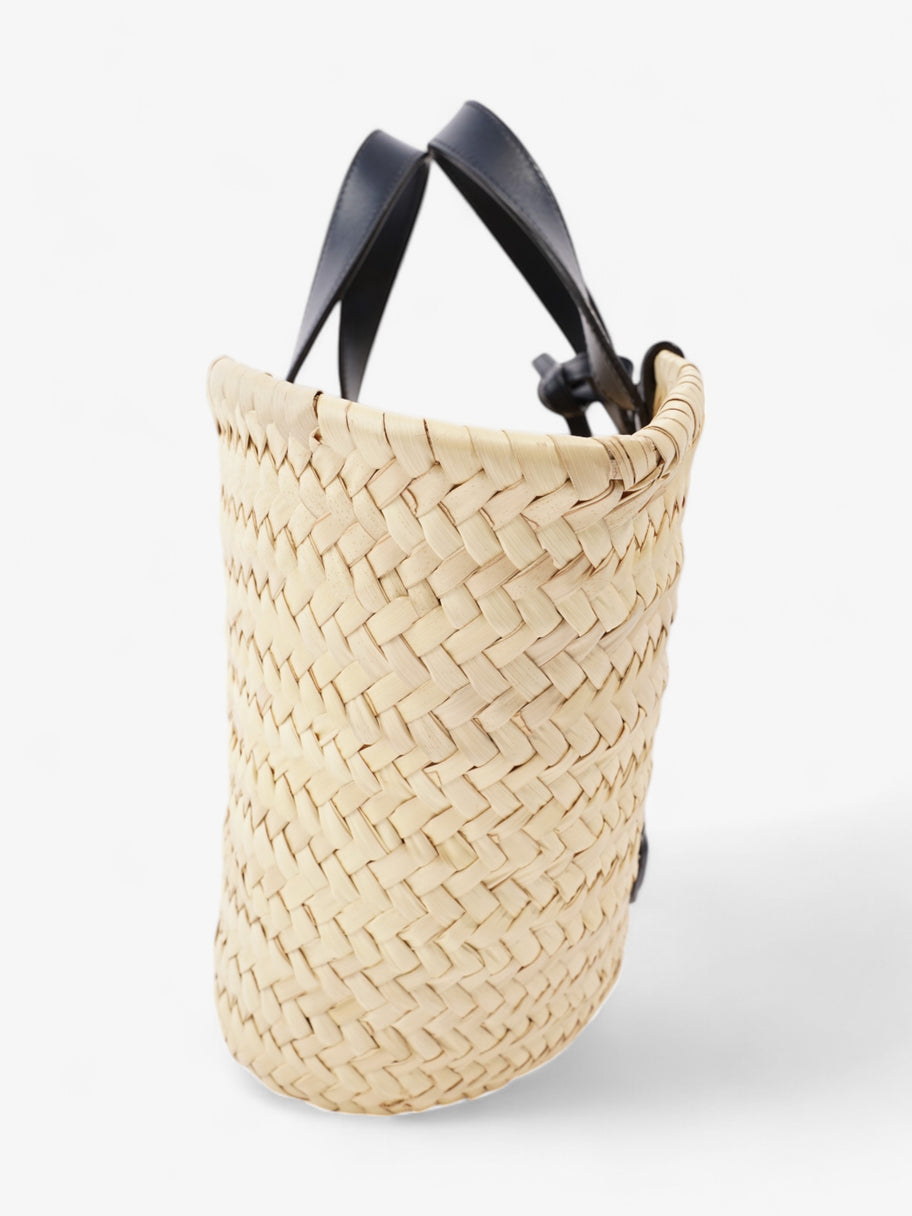 Celine Triomphe Panier Basket Bag Straw  / Navy Image 4