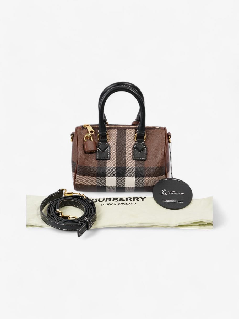 Burberry Mini Bowling Bag Brown / White  / Black Coated Canvas Image 10