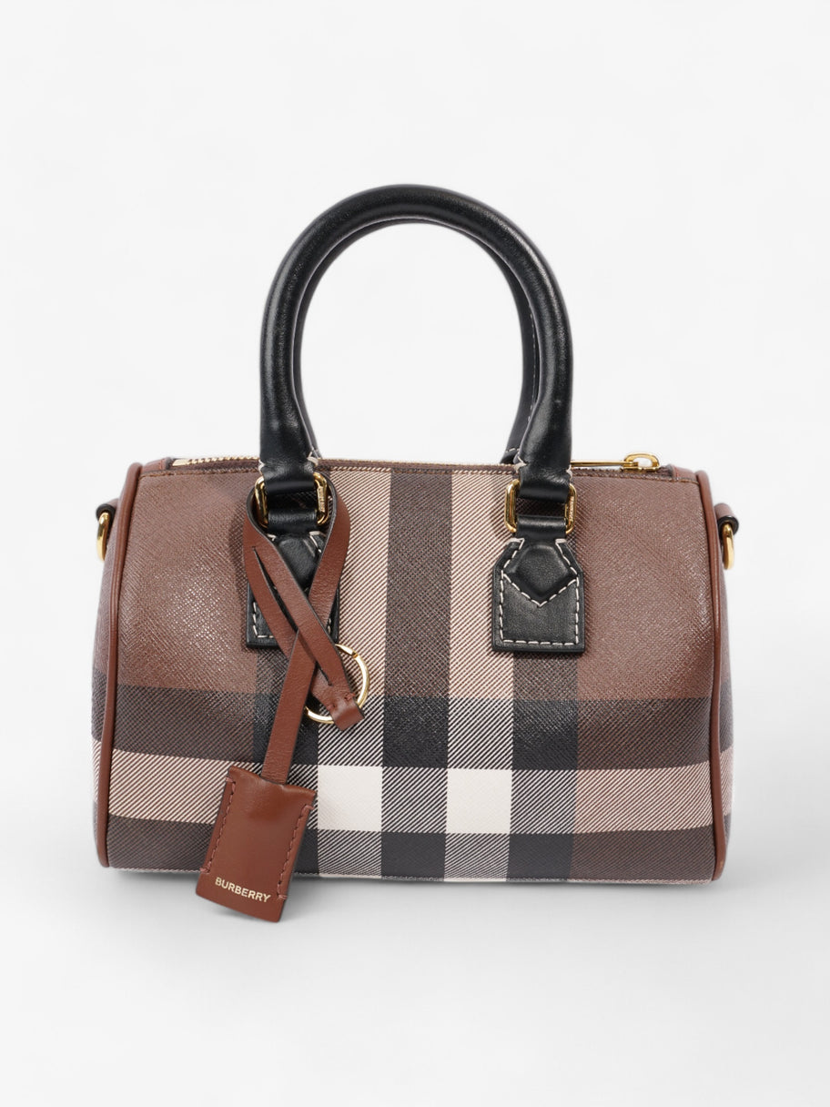 Burberry Mini Bowling Bag Brown / White  / Black Coated Canvas Image 14