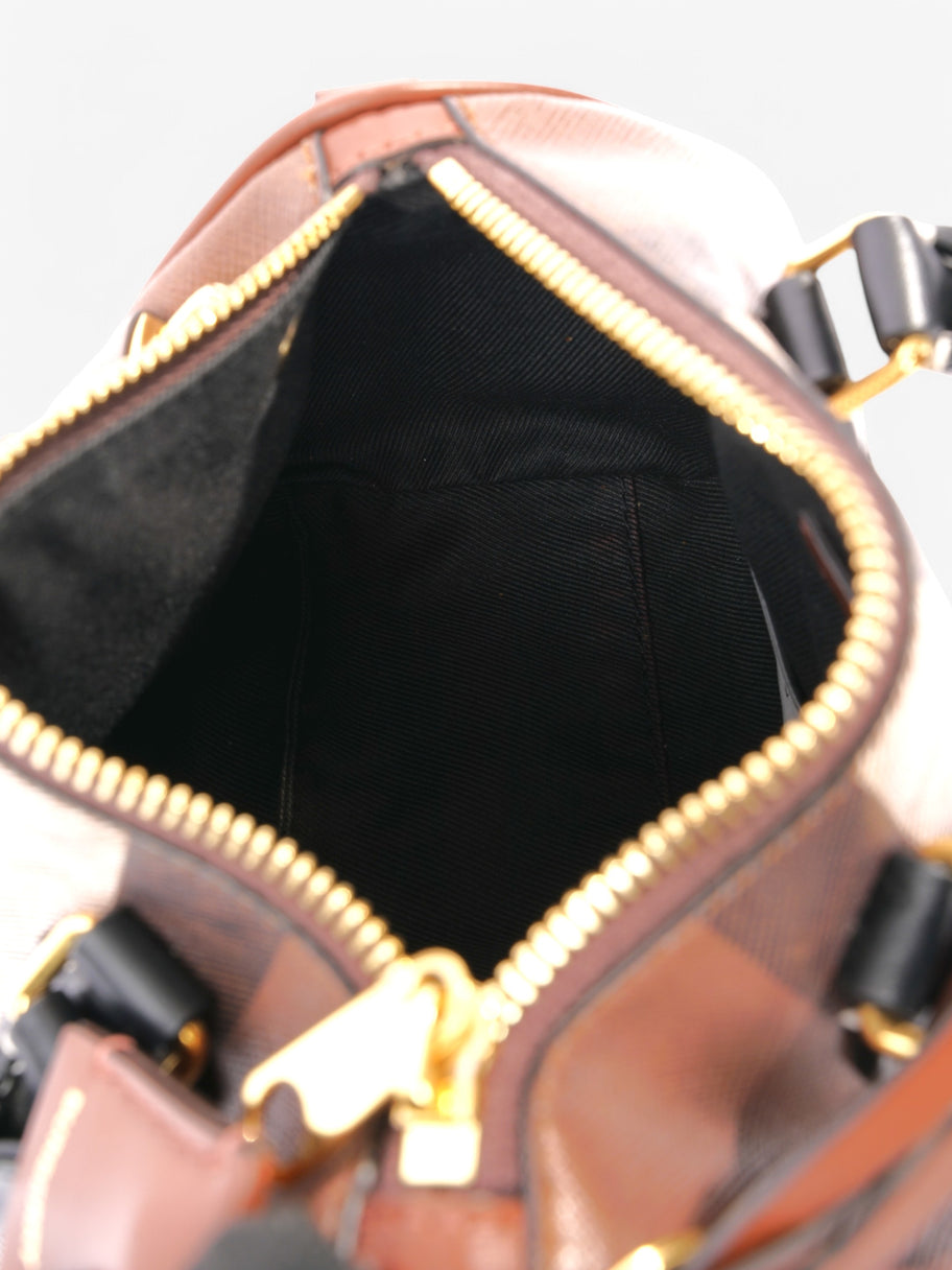Burberry Mini Bowling Bag Brown / White  / Black Coated Canvas Image 8
