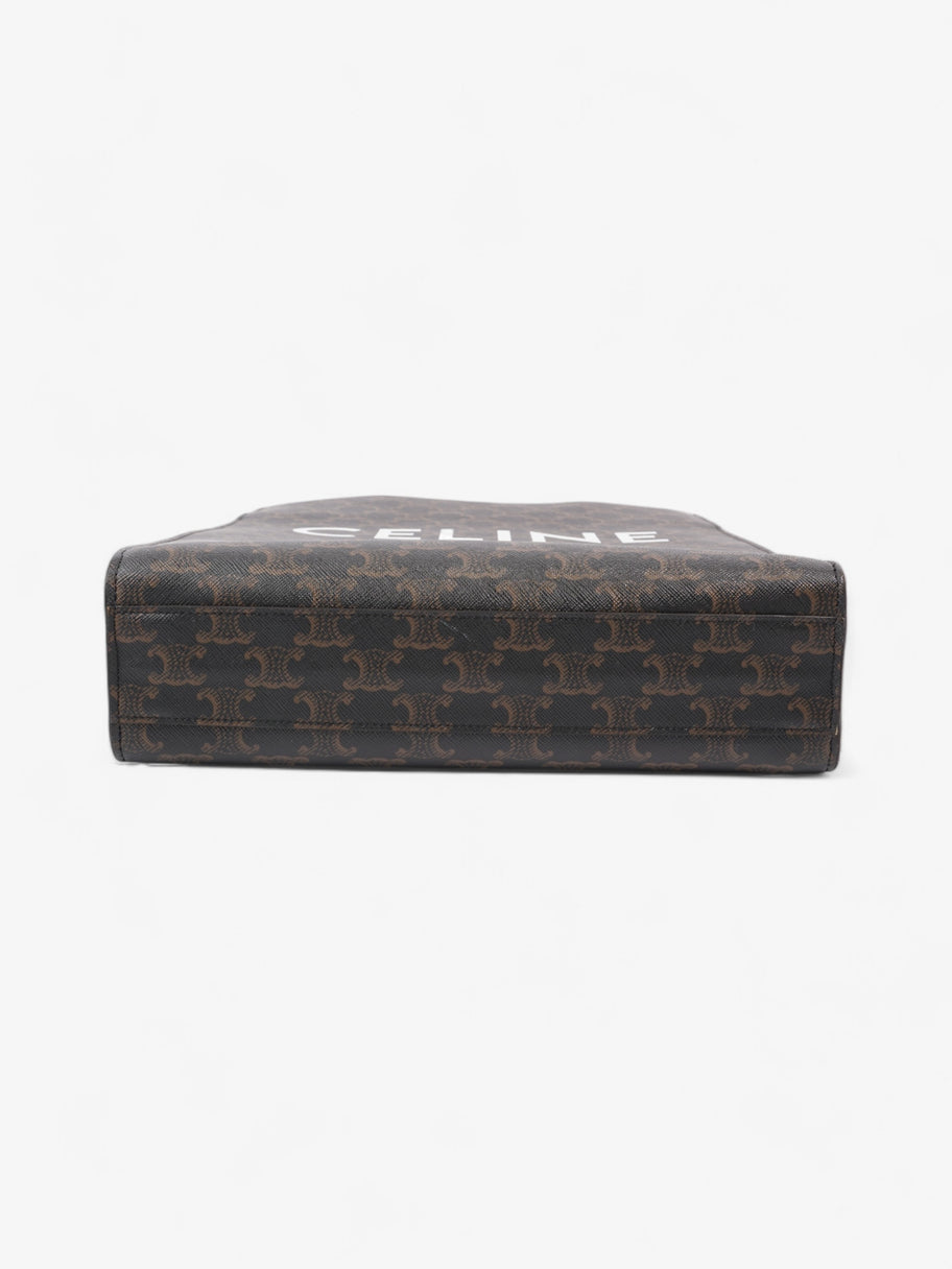 Celine Cabas Vertical Brown / Black Coated Canvas, Calfskin Leather Image 6