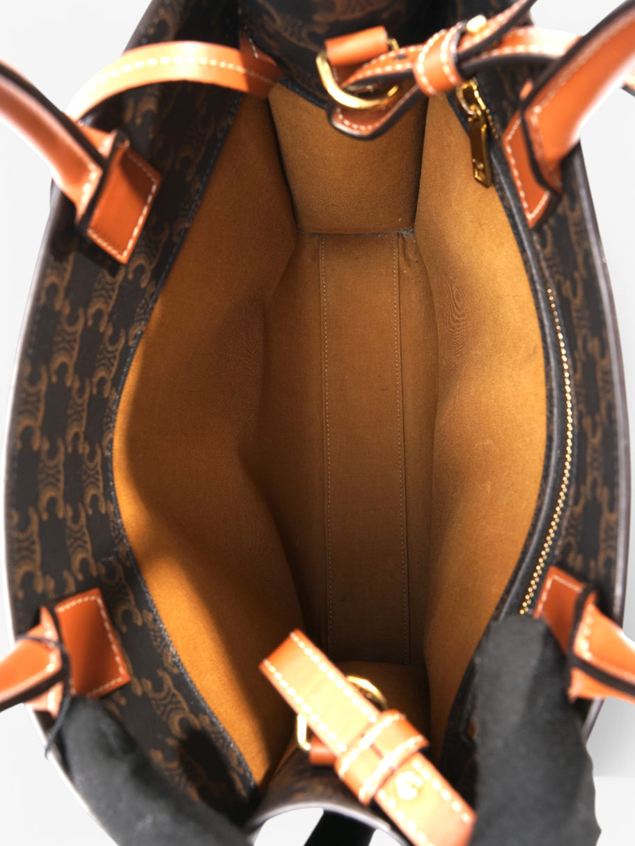Celine Cabas Vertical Brown / Black Coated Canvas, Calfskin Leather Image 8