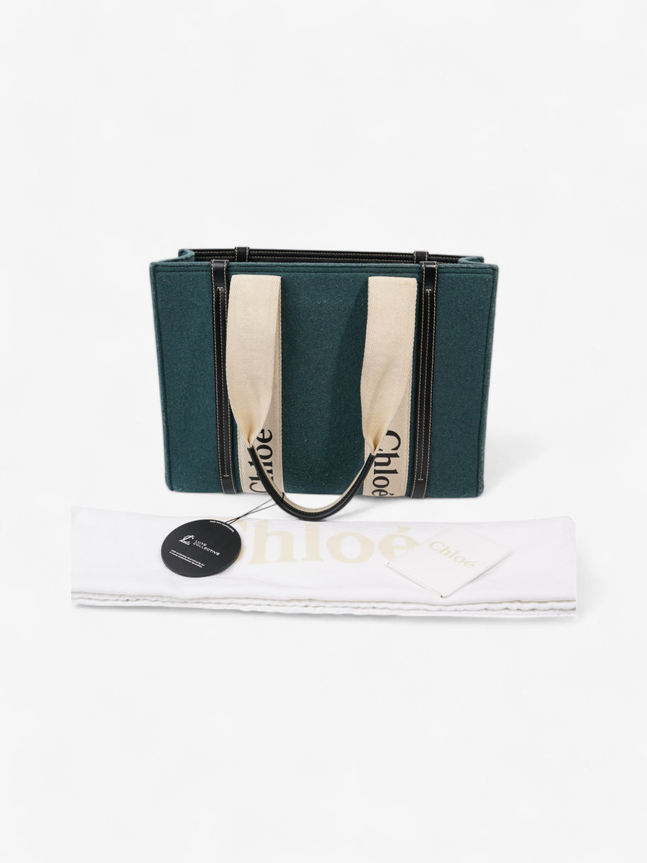 Chloe Woody Tote Green  / Beige  / Black Wool Image 9