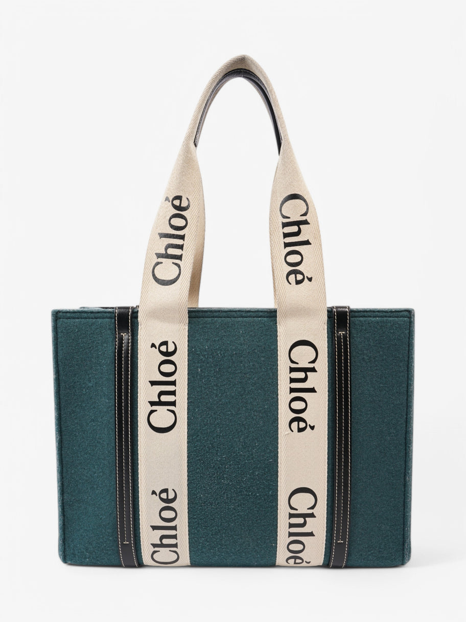 Chloe Woody Tote Green  / Beige  / Black Wool Image 4