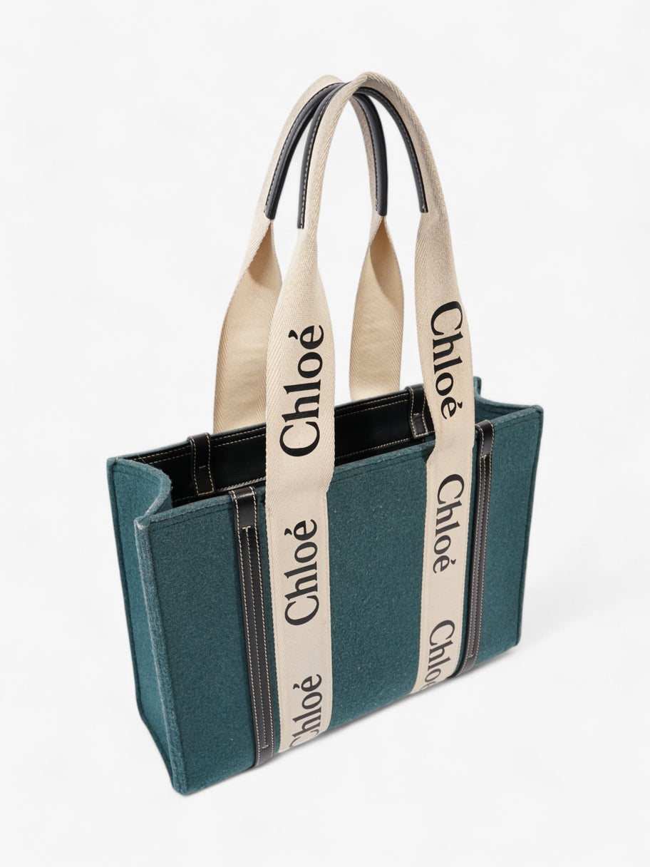 Chloe Woody Tote Green  / Beige  / Black Wool Image 7