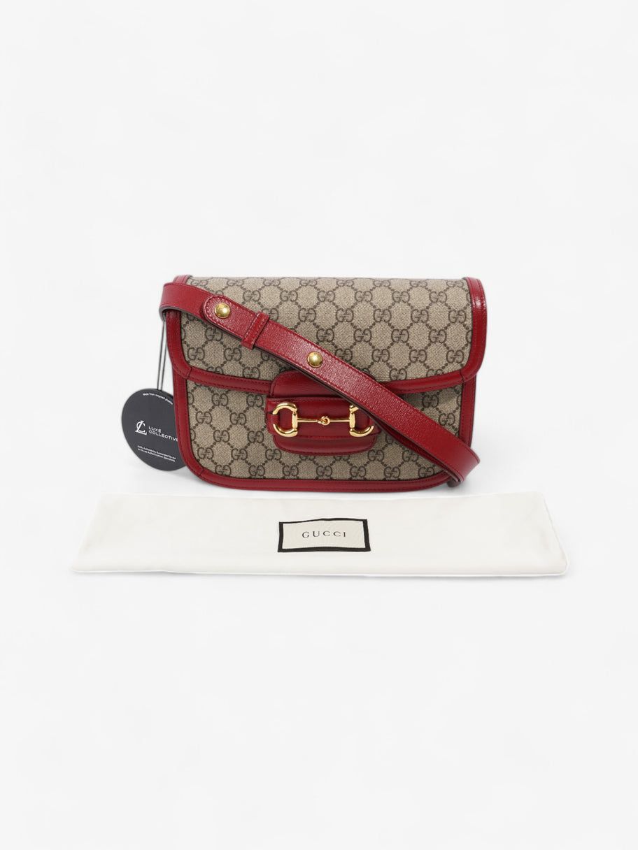 Gucci Horsebit 1955 Shoulder Bag in Coated GG Canvas with Red Leather Red / Monogram Coated Canvas Image 11