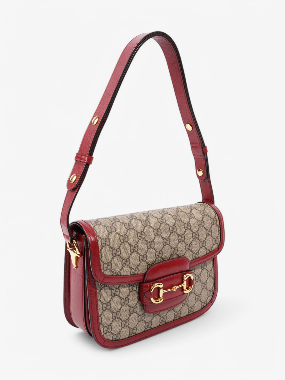 Gucci Horsebit 1955 Shoulder Bag in Coated GG Canvas with Red Leather Red / Monogram Coated Canvas Image 7