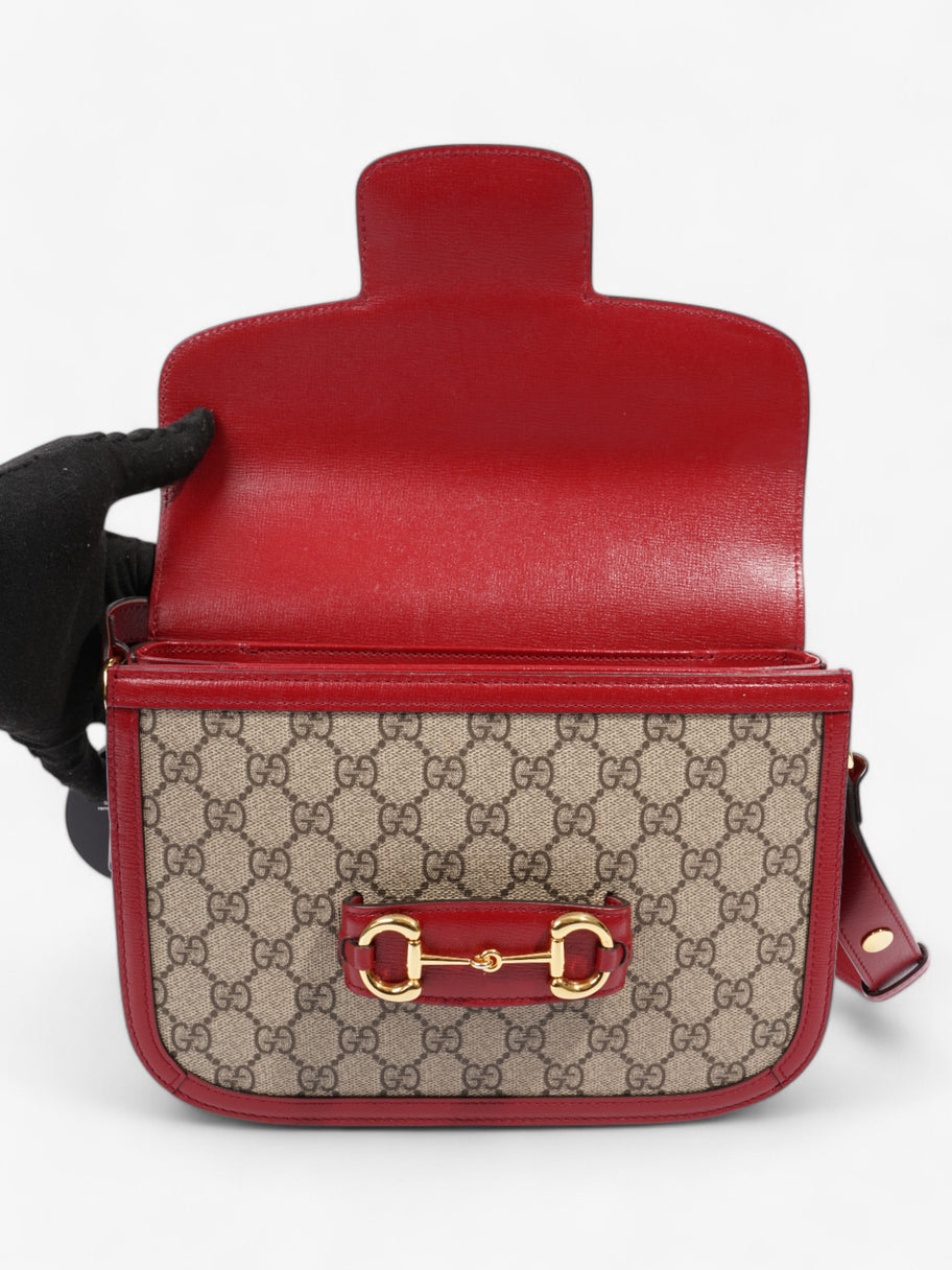 Gucci Horsebit 1955 Shoulder Bag in Coated GG Canvas with Red Leather Red / Monogram Coated Canvas Image 8