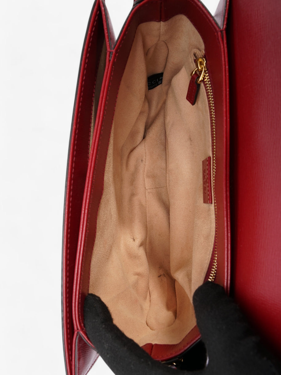 Gucci Horsebit 1955 Shoulder Bag in Coated GG Canvas with Red Leather Red / Monogram Coated Canvas Image 9