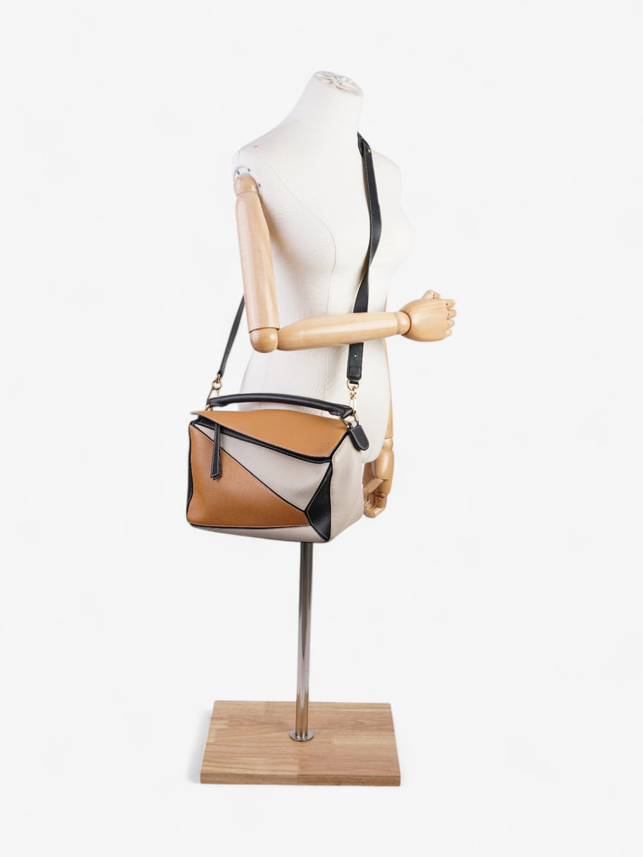 Loewe Puzzle Tricolor Bag Brown / Black / Beige Calfskin Leather Image 1