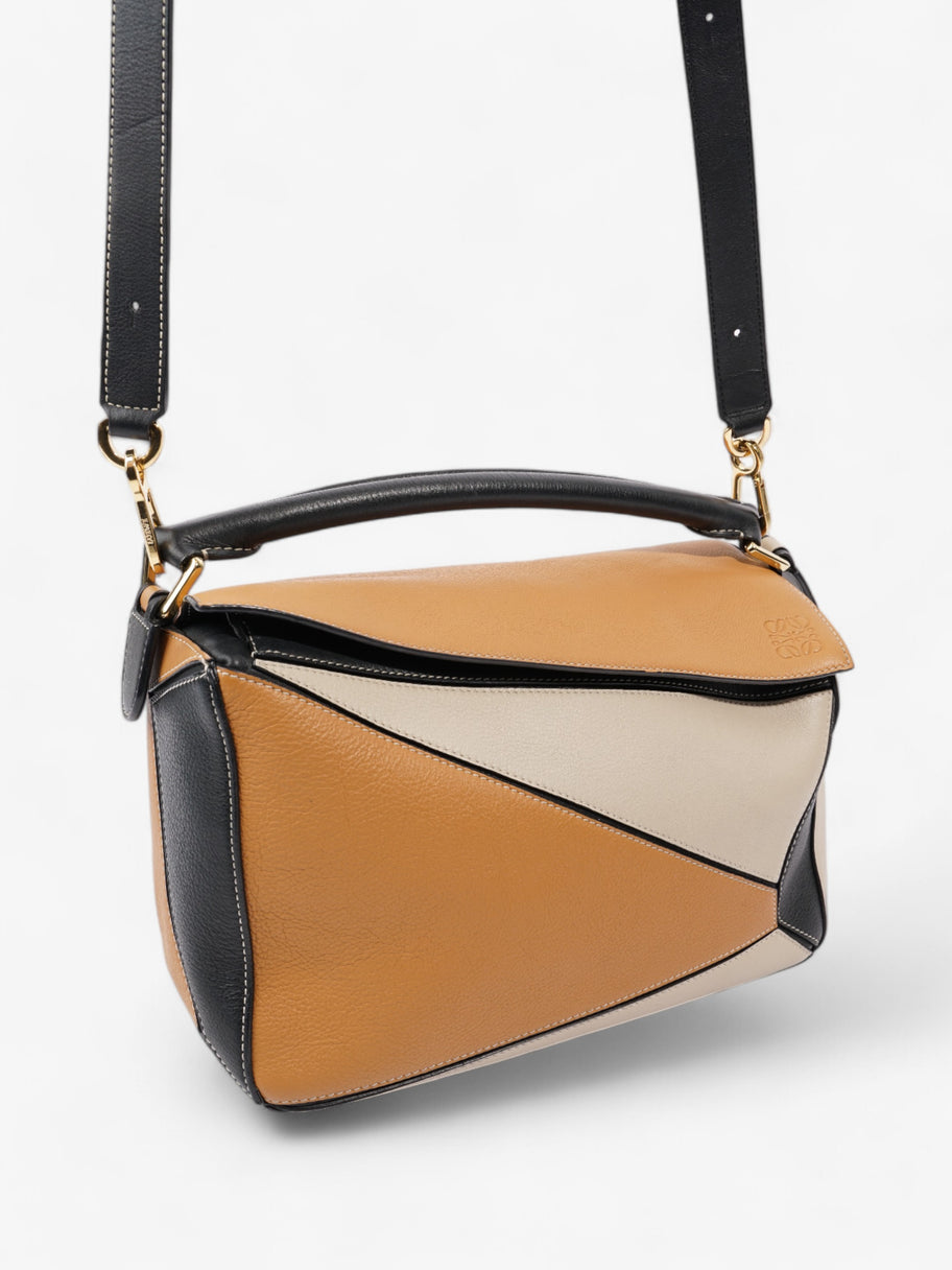 Loewe Puzzle Tricolor Bag Brown / Black / Beige Calfskin Leather Image 4