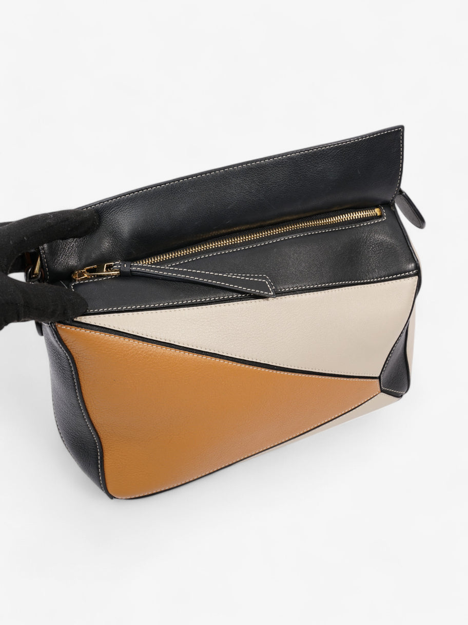 Loewe Puzzle Tricolor Bag Brown / Black / Beige Calfskin Leather Image 7