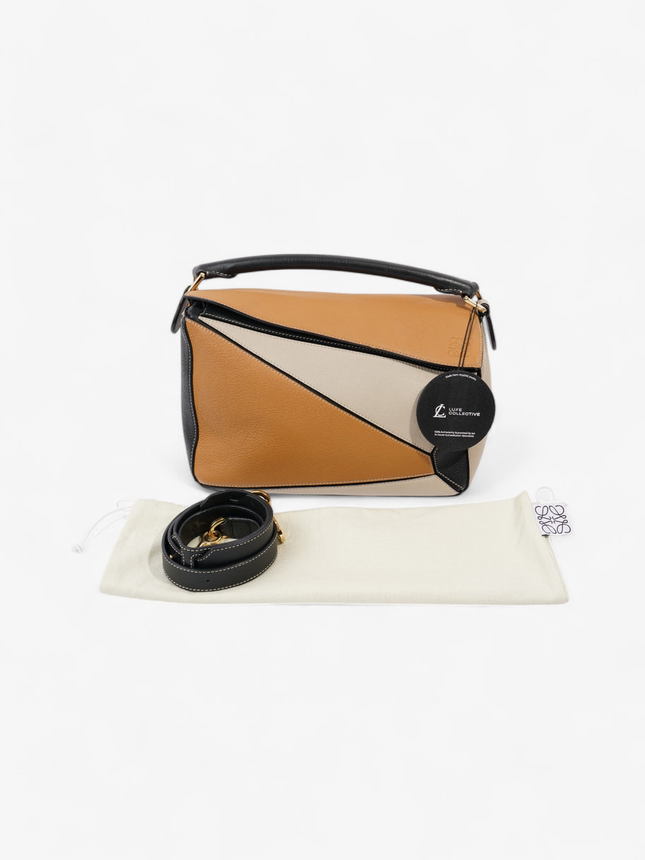 Loewe Puzzle Tricolor Bag Brown / Black / Beige Calfskin Leather Image 8
