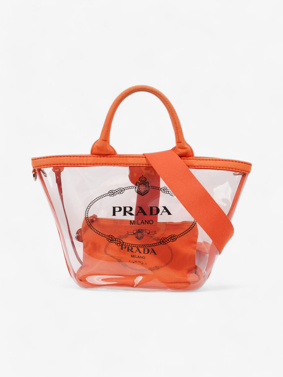 Prada PVC Clear Logo-Print Tote Orange  / Clear  PVC Image 12