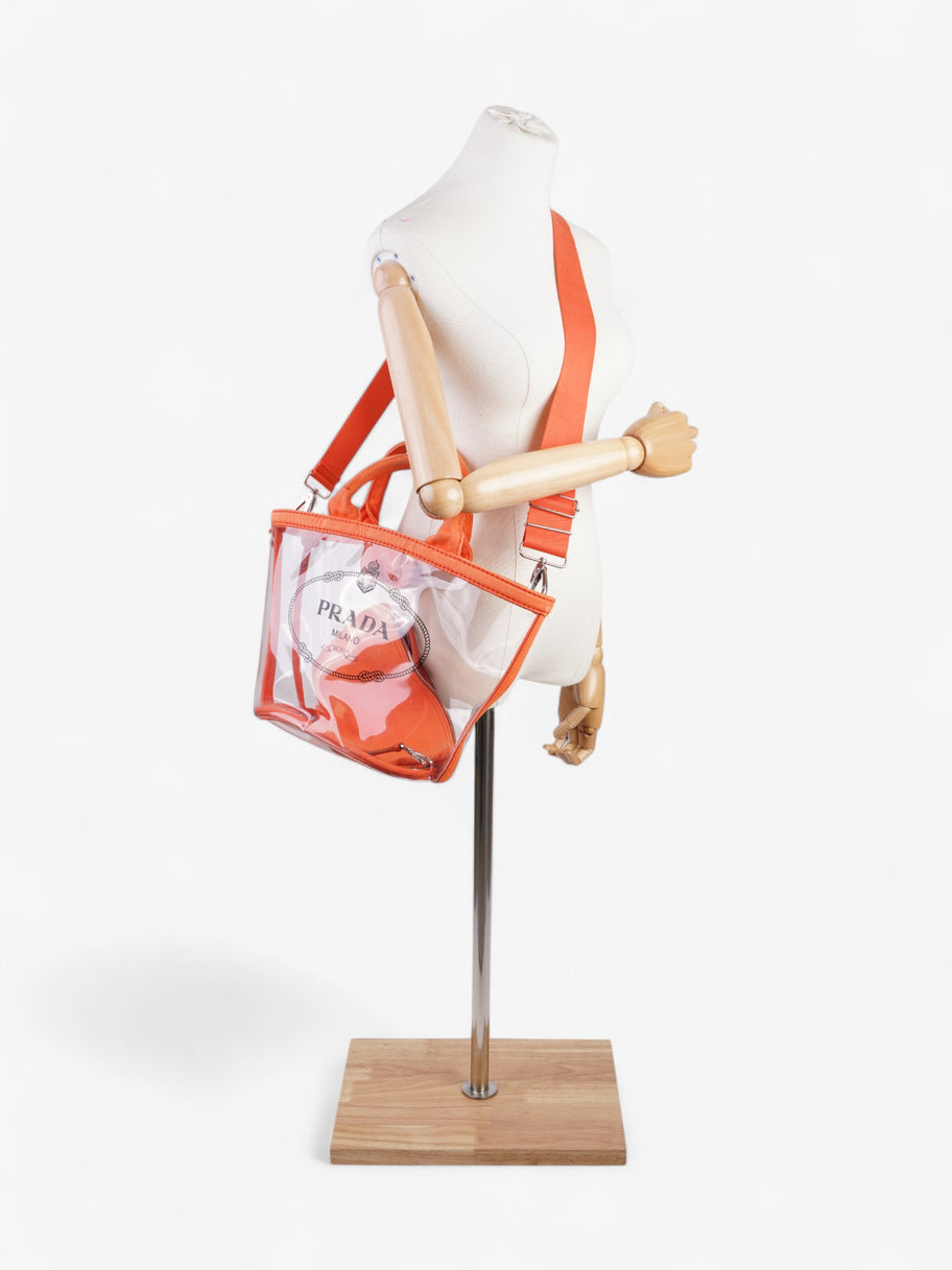 Prada PVC Clear Logo-Print Tote Orange  / Clear  PVC Image 2