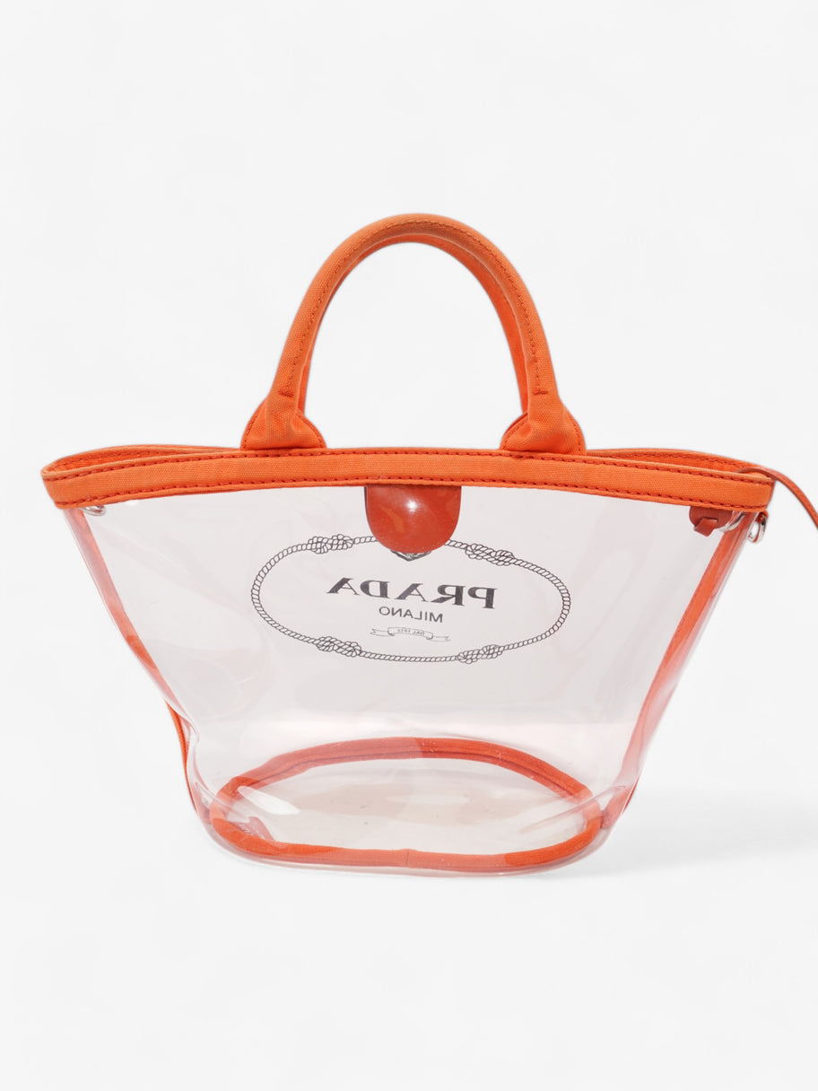 Prada PVC Clear Logo-Print Tote Orange  / Clear  PVC Image 16