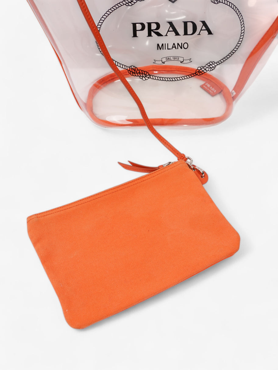Prada PVC Clear Logo-Print Tote Orange  / Clear  PVC Image 18