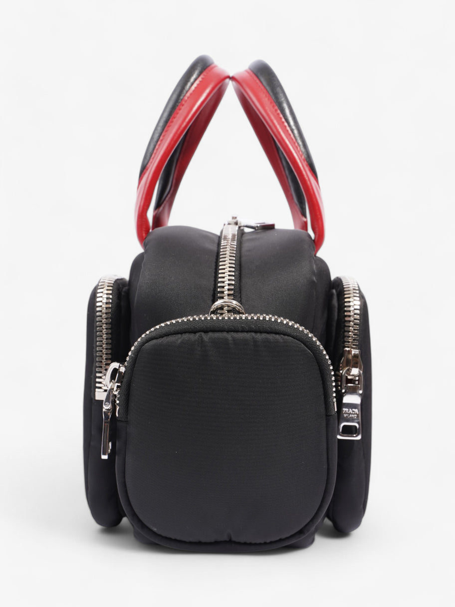Prada Triangle Nylon Shoulder Bag Black / Red  Nylon, Leather Image 3