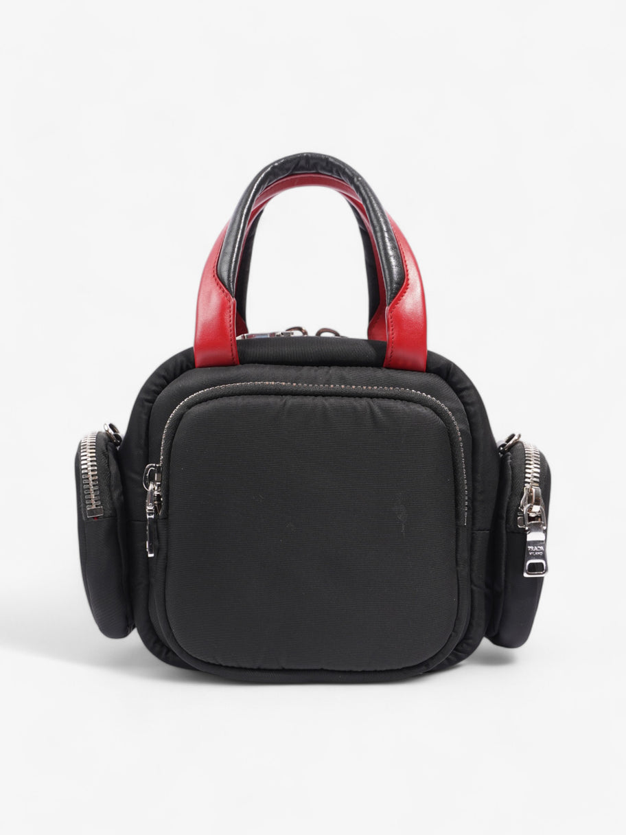 Prada Triangle Nylon Shoulder Bag Black / Red  Nylon, Leather Image 4