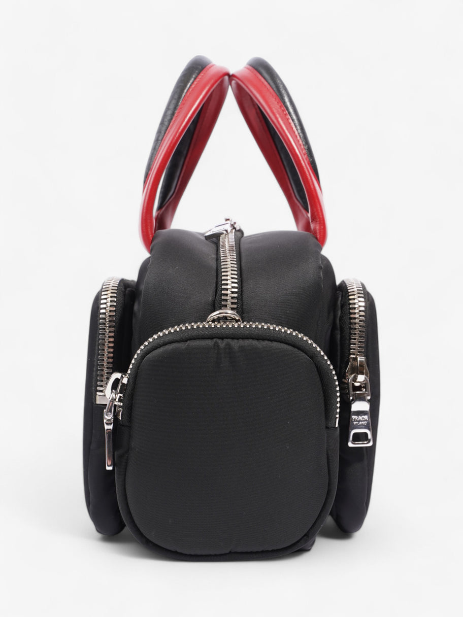 Prada Triangle Nylon Shoulder Bag Black / Red  Nylon, Leather Image 5