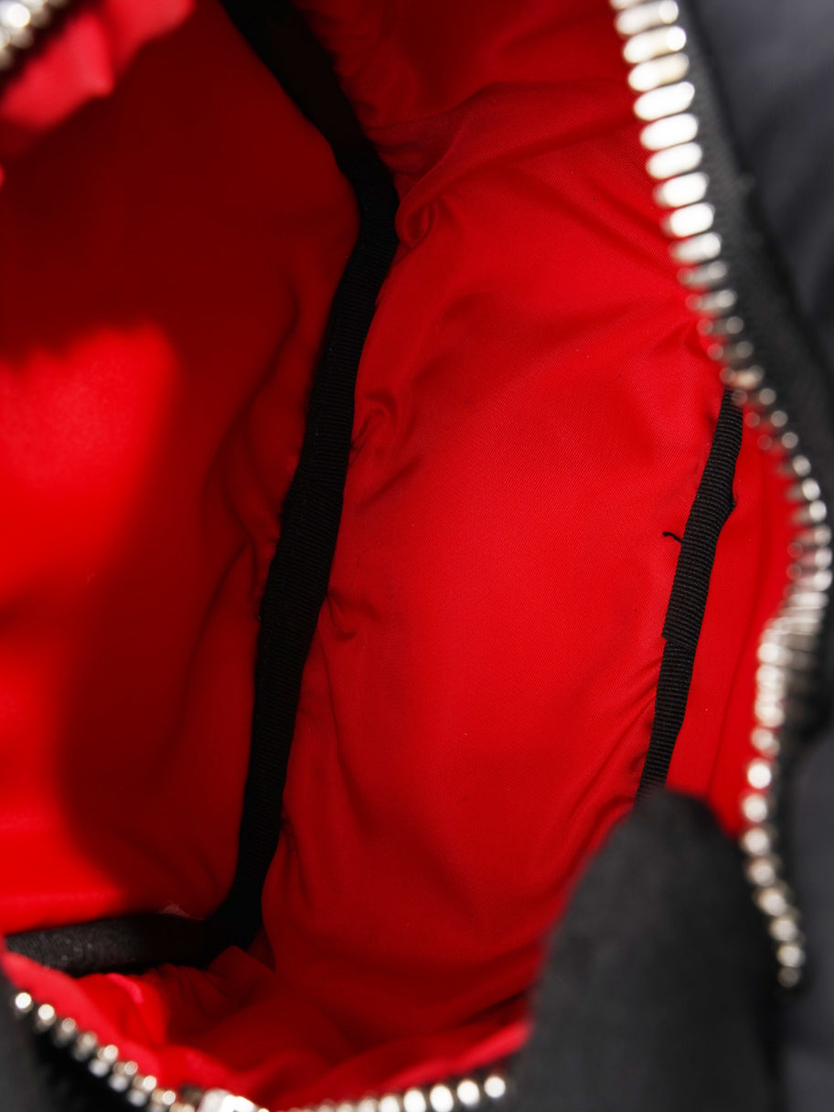 Prada Triangle Nylon Shoulder Bag Black / Red  Nylon, Leather Image 8