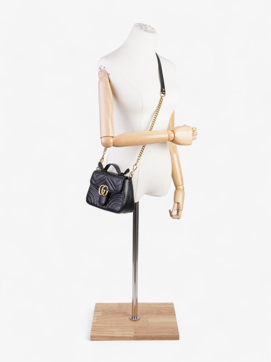 Gucci GG Marmont Mini Top Handle Bag in Quilted Black Leather Black GG Supreme Matelasse Leather Mini Image 2