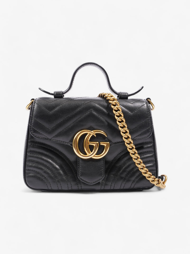  Gucci GG Marmont Mini Top Handle Bag in Quilted Black Leather Black GG Supreme Matelasse Leather Mini