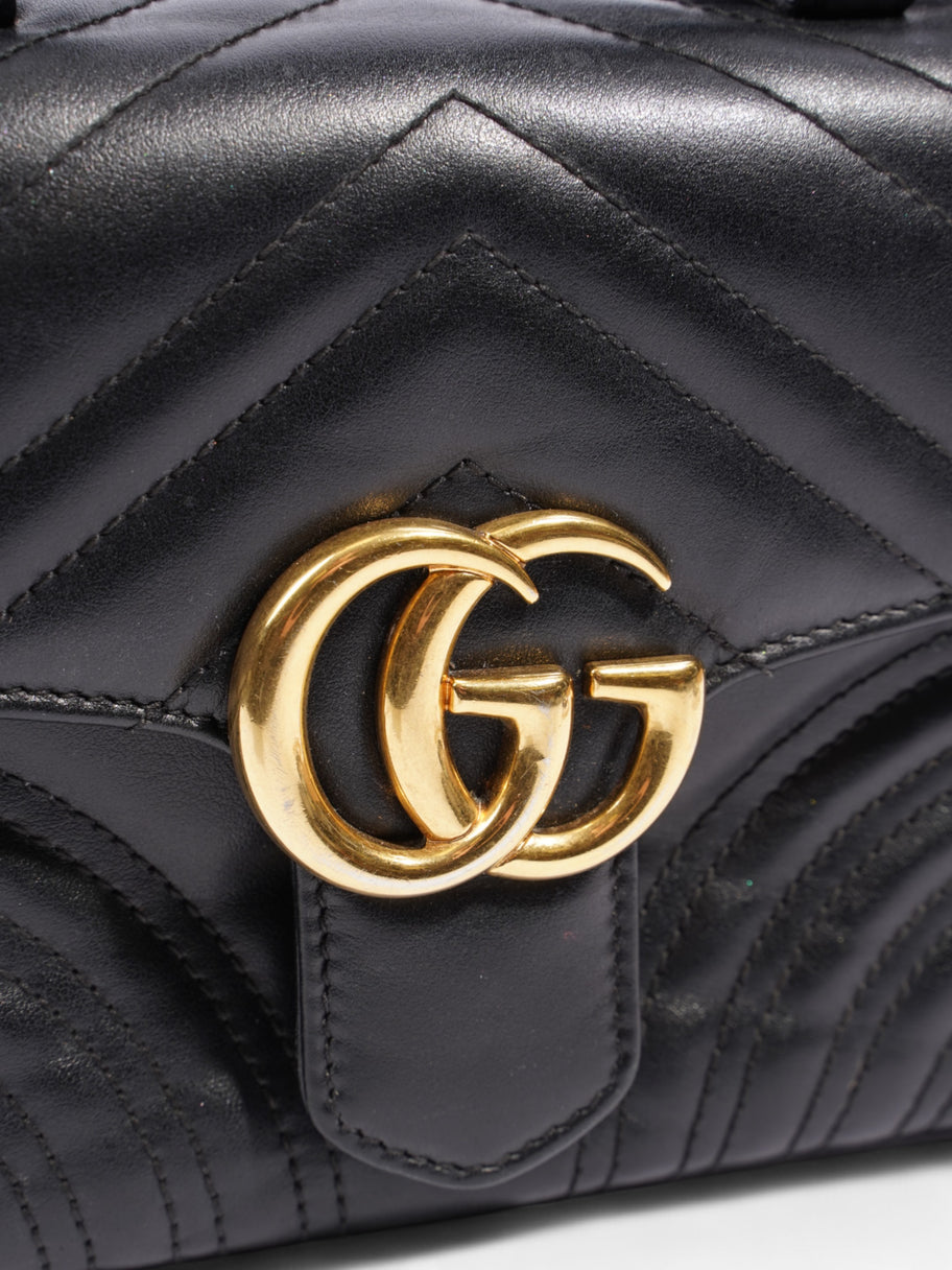 Gucci GG Marmont Mini Top Handle Bag in Quilted Black Leather Black GG Supreme Matelasse Leather Mini Image 7