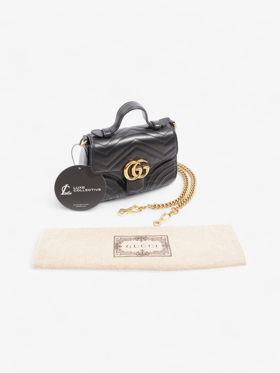 Gucci GG Marmont Mini Top Handle Bag in Quilted Black Leather Black GG Supreme Matelasse Leather Mini Image 10