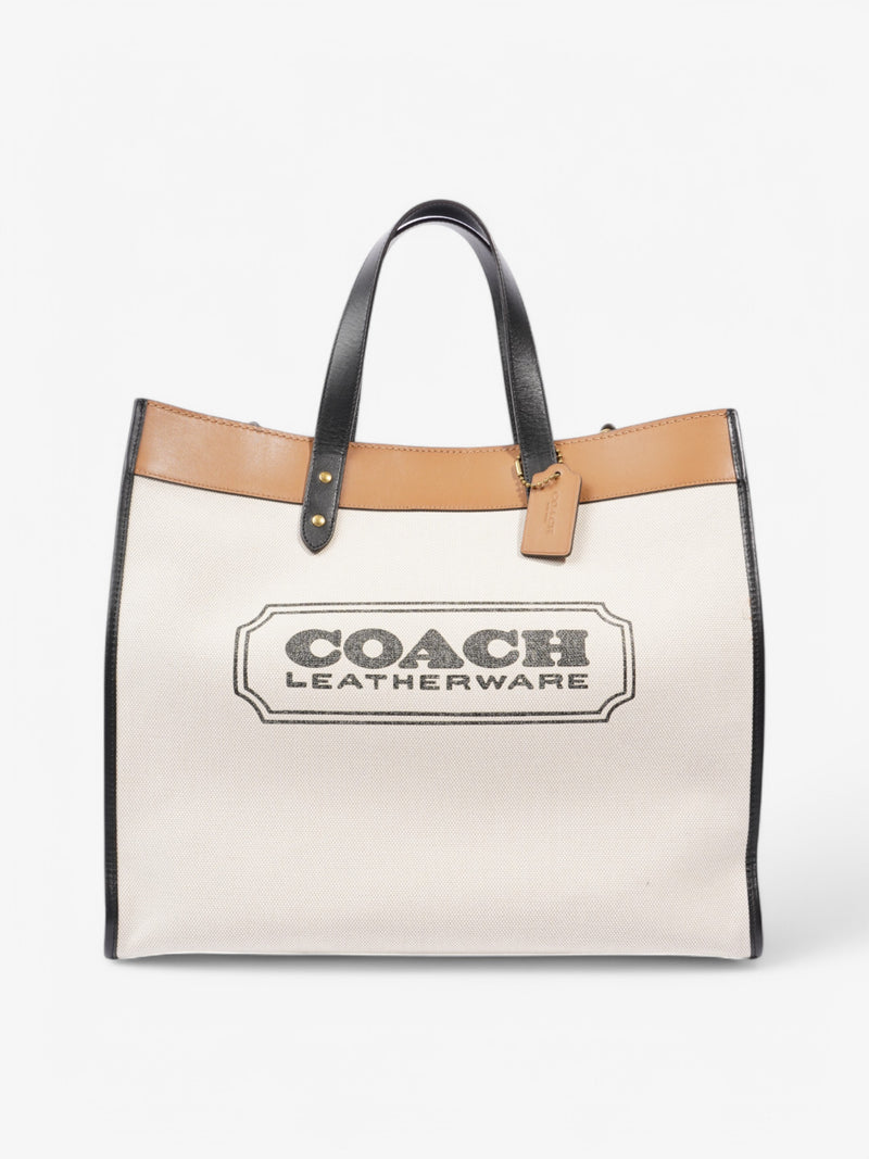  Coach Field Tote 40 Beige  / Brown / Black Canvas 40